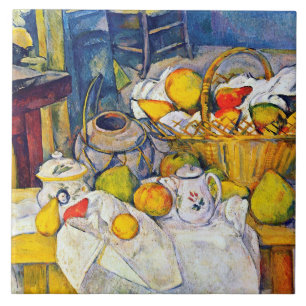 Stillleben mit Obstkorb, Paul Cezanne Fliese