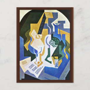 Stillleben mit Obstschale und Mandoline von Gris J Postkarte