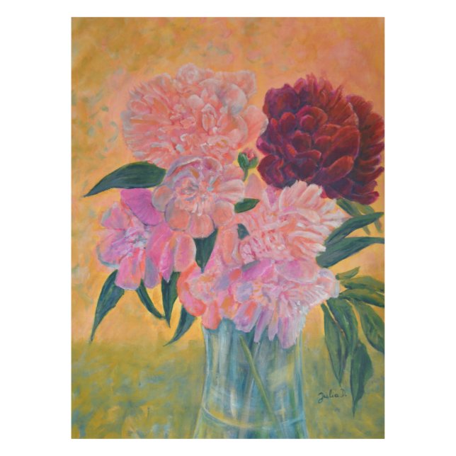 Stillleben mit Peonies-Malerei Tischdecke (Vorderseite)