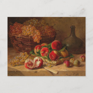 Stillleben mit Pfirsichen, Arthur de Neuville Postkarte