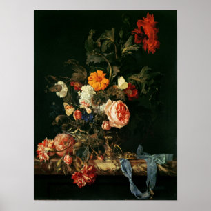 Stillleben mit Poppies und Rose Poster