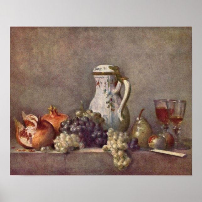 Stillleben mit Porzellankrug von Jean Chardin Poster (Vorne)