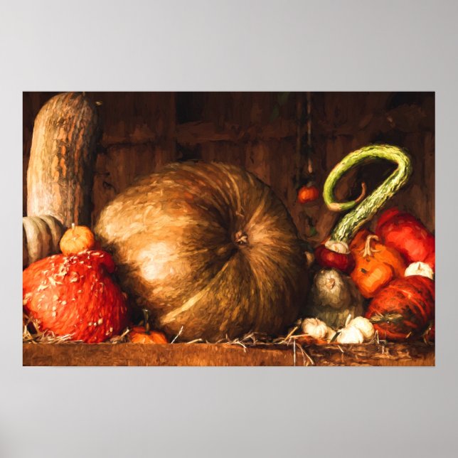 Stillleben mit Pumpkins und Gourmetdrucken Poster (Vorne)