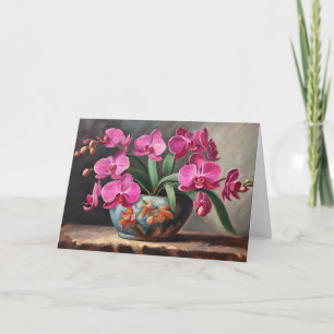 Stillleben mit rosa Orchideenblütenpflanze Karte