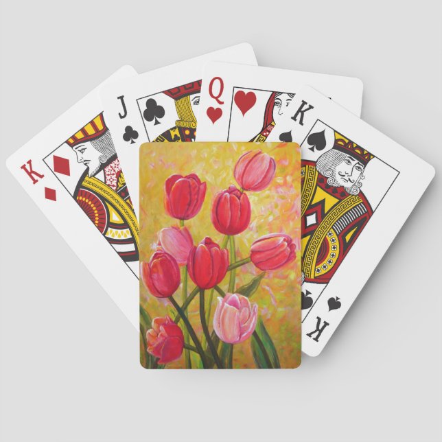 Stillleben mit rosa und roten Tulpen Spielkarten (Rückseite)