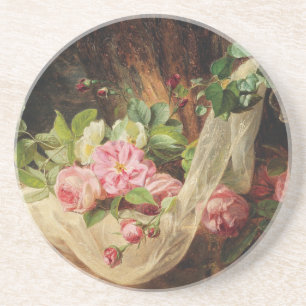 Stillleben mit Rose auf einem Waldboden - Lach A. Getränkeuntersetzer