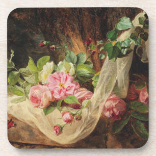Stillleben mit Rose auf einem Waldboden - Lach A. Getränkeuntersetzer