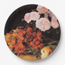 Stillleben mit Rose, Erdbeeren und Brot