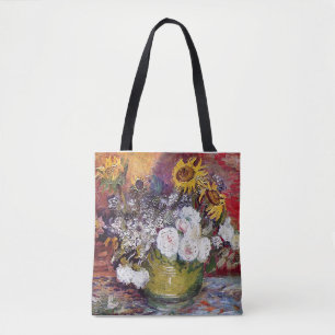Stillleben mit Rose und Sonnenblumen - Van Gogh Tasche