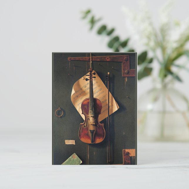 Stillleben mit Violine, schöne Kunst, Postkarte (Stehend Vorderseite)