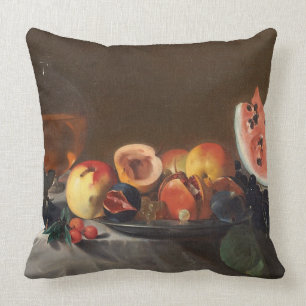 Stillleben mit Wassermelonen und Carafe Kissen
