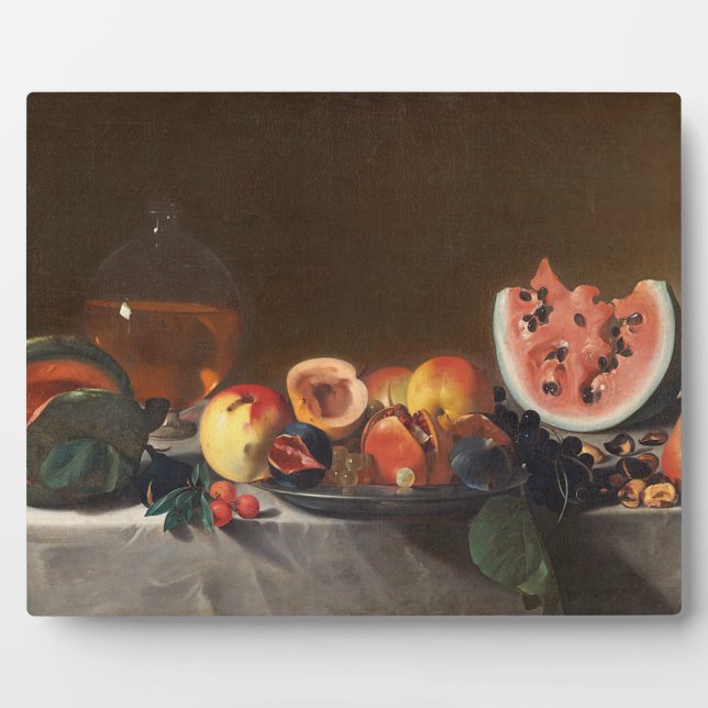 Stillleben mit Wassermelonen und Karaffe Fotoplatte (Vorderseite)