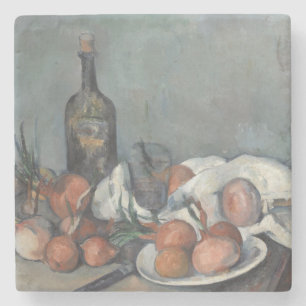 Stillleben mit Zwiebeln, Ölgemälde, Paul Cezanne Steinuntersetzer