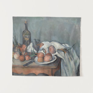 Stillleben mit Zwiebeln, Ölgemälde, Paul Cezanne Wandteppich