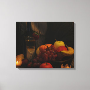 Stillleben/Obst und Wein Leinwanddruck