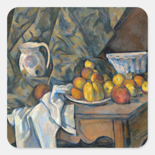 Stillleben Pauls Cezanne   mit Äpfeln und Quadratischer Aufkleber