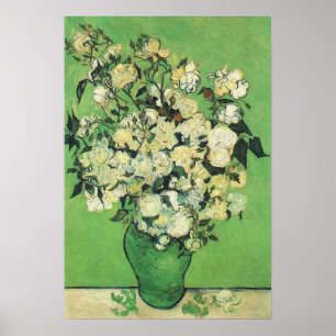 Stillleben - Rosa Rosen in einer Vase, van Gogh Poster