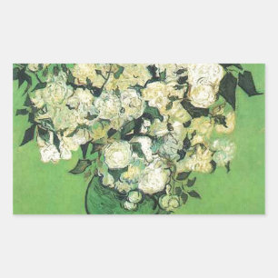Stillleben - Rosa Rosen in einer Vase Vincent van Rechteckiger Aufkleber