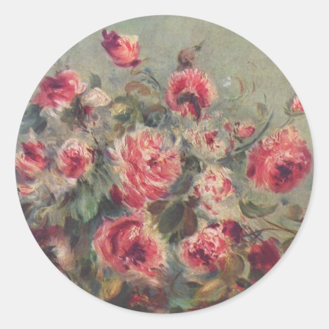 Stillleben, Rose des Vargemont | Renoir Runder Aufkleber (Vorderseite)