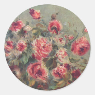 Stillleben, Rose des Vargemont   Renoir Runder Aufkleber