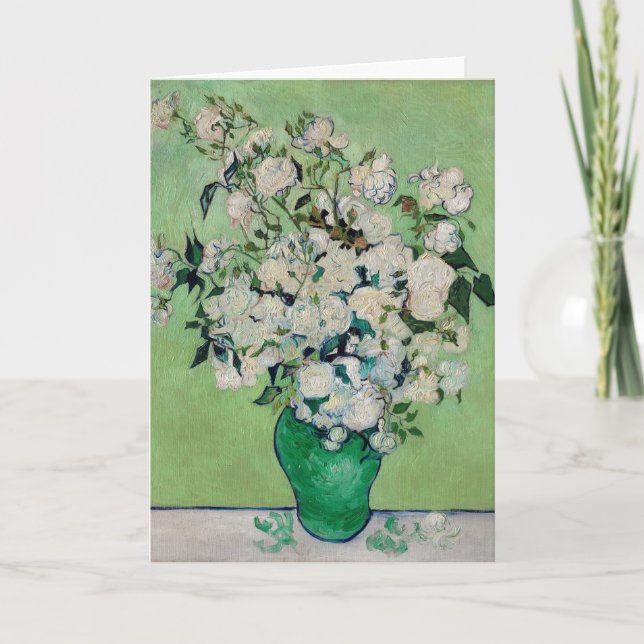 Stillleben Rose in einer Vase von Vincent van Gogh Karte (Vorderseite)