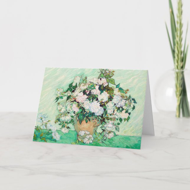 Stillleben Rose in einer Vase von Vincent van Gogh Karte (Vorderseite)