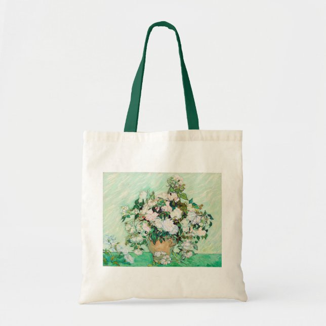 Stillleben Rose in einer Vase von Vincent van Gogh Tragetasche (Vorne)