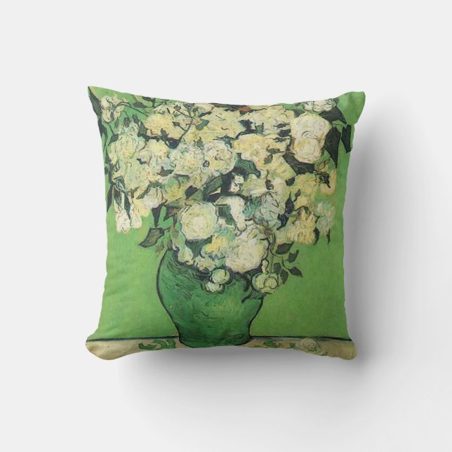 Stillleben - Rosen in einer Vase, van Gogh Kissen (Vorderseite)