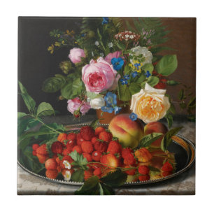 Stillleben Rosen und Erdbeeren von Otto Ottesen Fliese