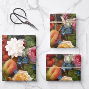 Stillleben Rosen und Erdbeeren von Otto Ottesen Geschenkpapier Set