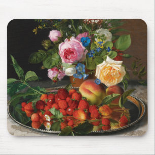 Stillleben Rosen und Erdbeeren von Otto Ottesen Mousepad