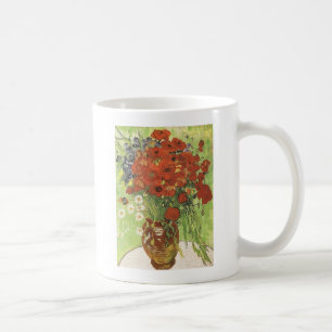 Stillleben - Rote Mohnblumen und Gänseblümchen Kaffeetasse