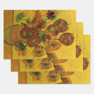 Stillleben-Vase mit 15 Sonnenblumen Vincent van Go Geschenkpapier Set