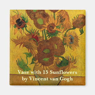 Stillleben-Vase mit 15 Sonnenblumen Vincent van Go Magnet