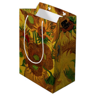 Stillleben-Vase mit 15 Sonnenblumen Vincent van Go Mittlere Geschenktüte