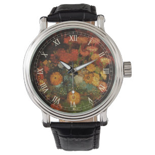 Stillleben-Vase mit Zinnien von Vincent van Gogh Armbanduhr