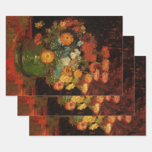Stillleben-Vase mit Zinnien von Vincent van Gogh Geschenkpapier Set