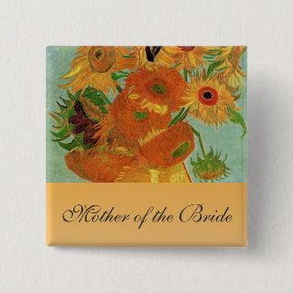 Stillleben - Vase mit zwölf Sonnenblumen, van Gogh Button