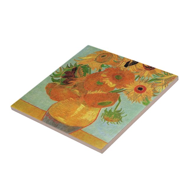 Stillleben - Vase mit zwölf Sonnenblumen, van Gogh Fliese (Seite)