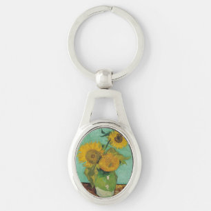 Stillleben - Vasen mit drei Sonnenblumen. Van Gogh Schlüsselanhänger