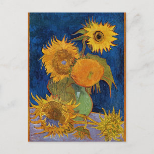 Stillleben: Vasen mit fünf Sonnenblumen von Van Go Postkarte