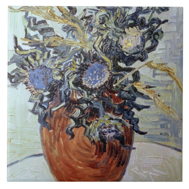 Stillleben Vincent van Goghs | mit Disteln, 1890 Fliese (Vorderseite)