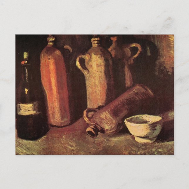 Stillleben von 4 Steinflaschen von Vincent van Gog Postkarte (Vorderseite)