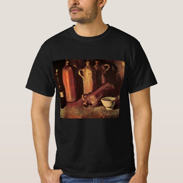Stillleben von 4 Steinflaschen von Vincent van Gog T-Shirt (Vorderseite)