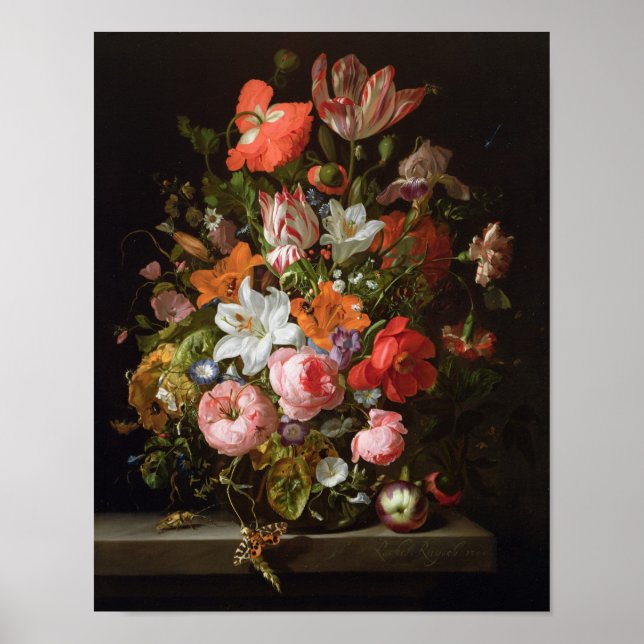 Stillleben von Rose, Lilien, Tulpen Poster (Vorne)