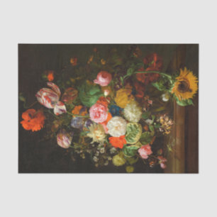 Stillleben von Rose, Tulpen, einer Sonnenblume, 17 Seidenpapier