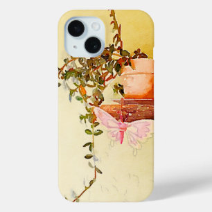 Stillleben Wasserfarben Pflanze und Schmetterling iPhone 15 Hülle