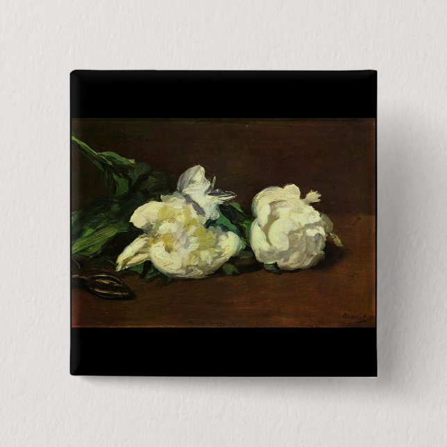Stillleben, weiße Pfingstrose durch Edouard Manet Button (Vorderseite)