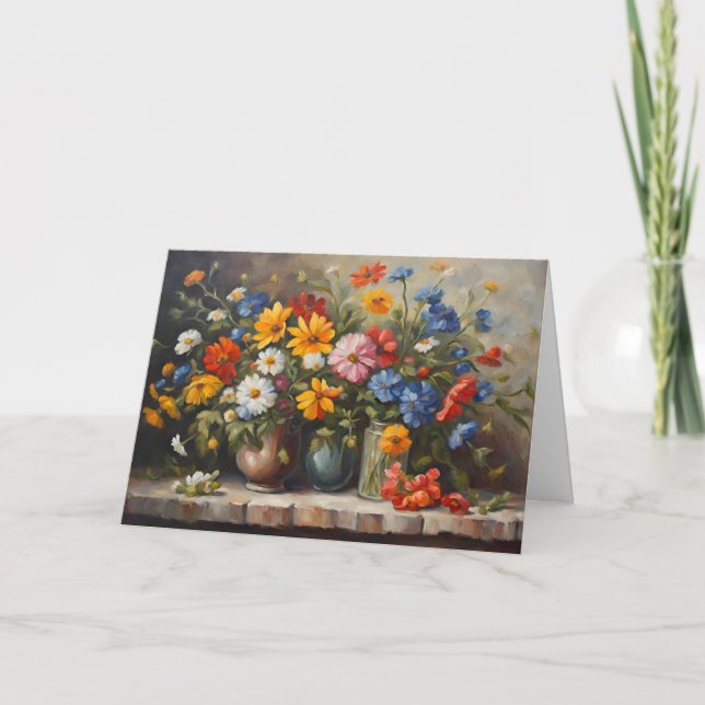 Stillleben Wildblumen in Jars Illustration Karte (Vorderseite)