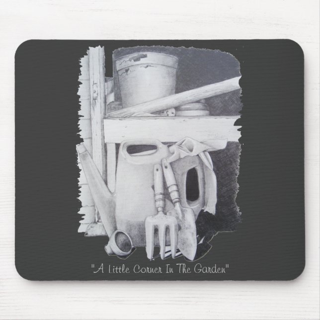 Stillleben zeichnend Gartengeräte für Gärtner Mousepad (Vorne)